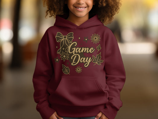 Game Day Hoodie with Flowers and Bow product type