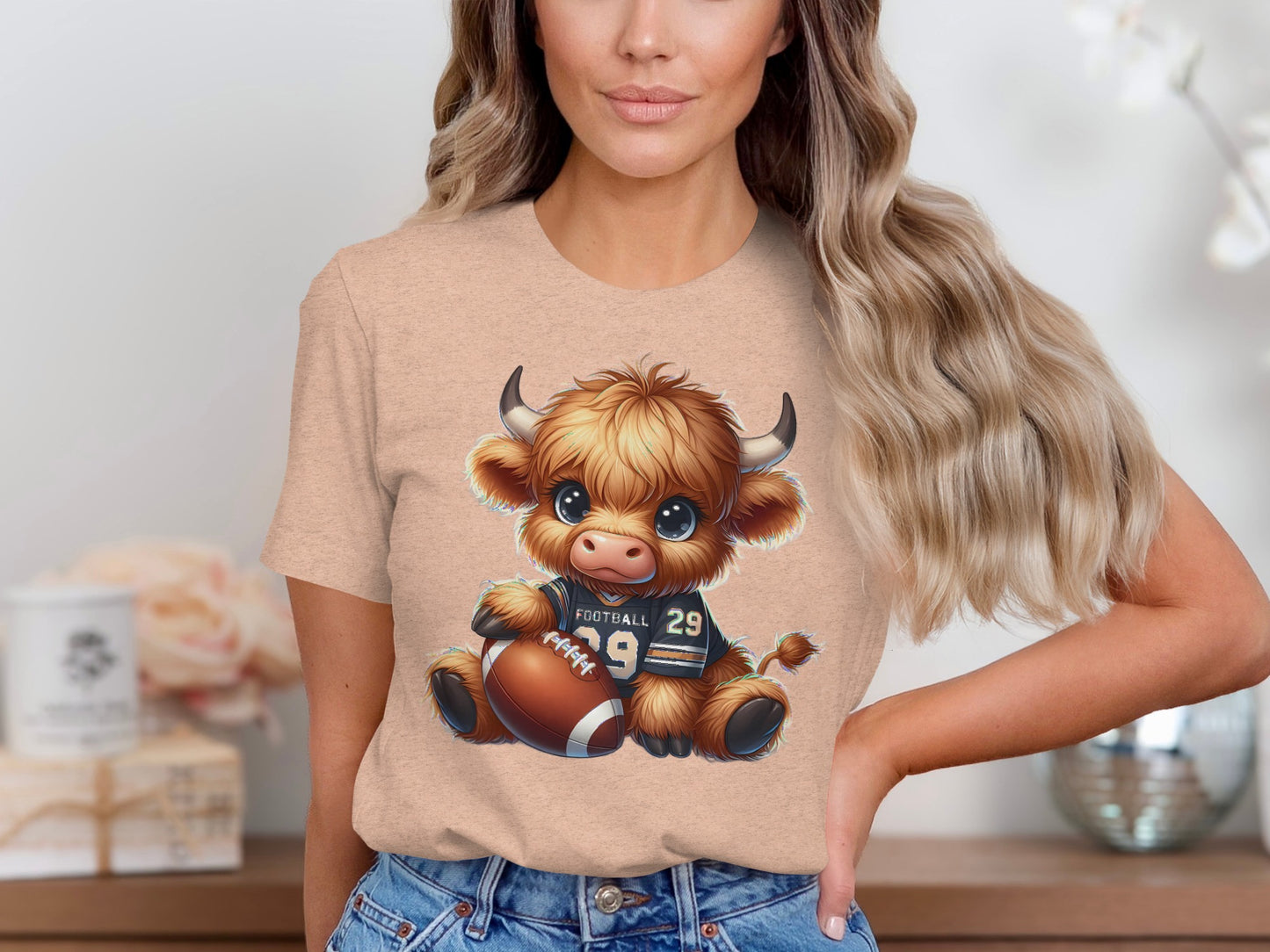 Cute Cartoon Bull with Football Graphic Shirt product