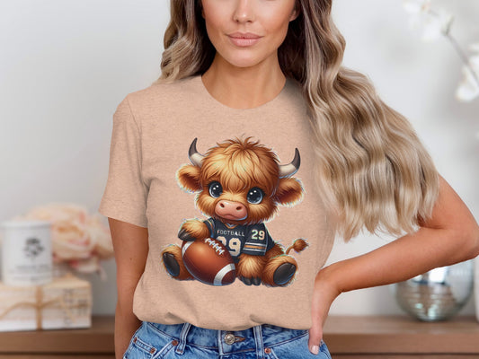 Cute Cartoon Bull with Football Graphic Shirt product