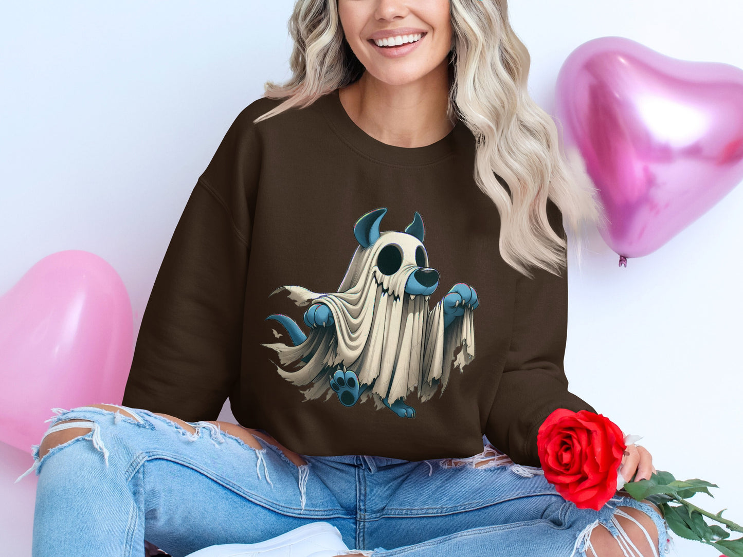 Cute Ghost Dog Themed Woman's Sweatshirt Product