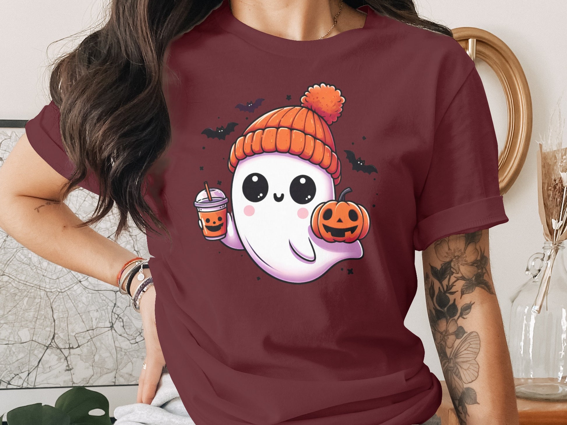 Cute Ghost Design with Halloween Pumpkins T-Shirt product