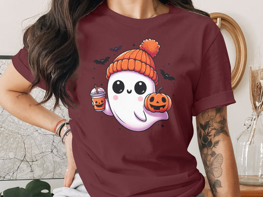 Cute Ghost Design with Halloween Pumpkins T-Shirt product