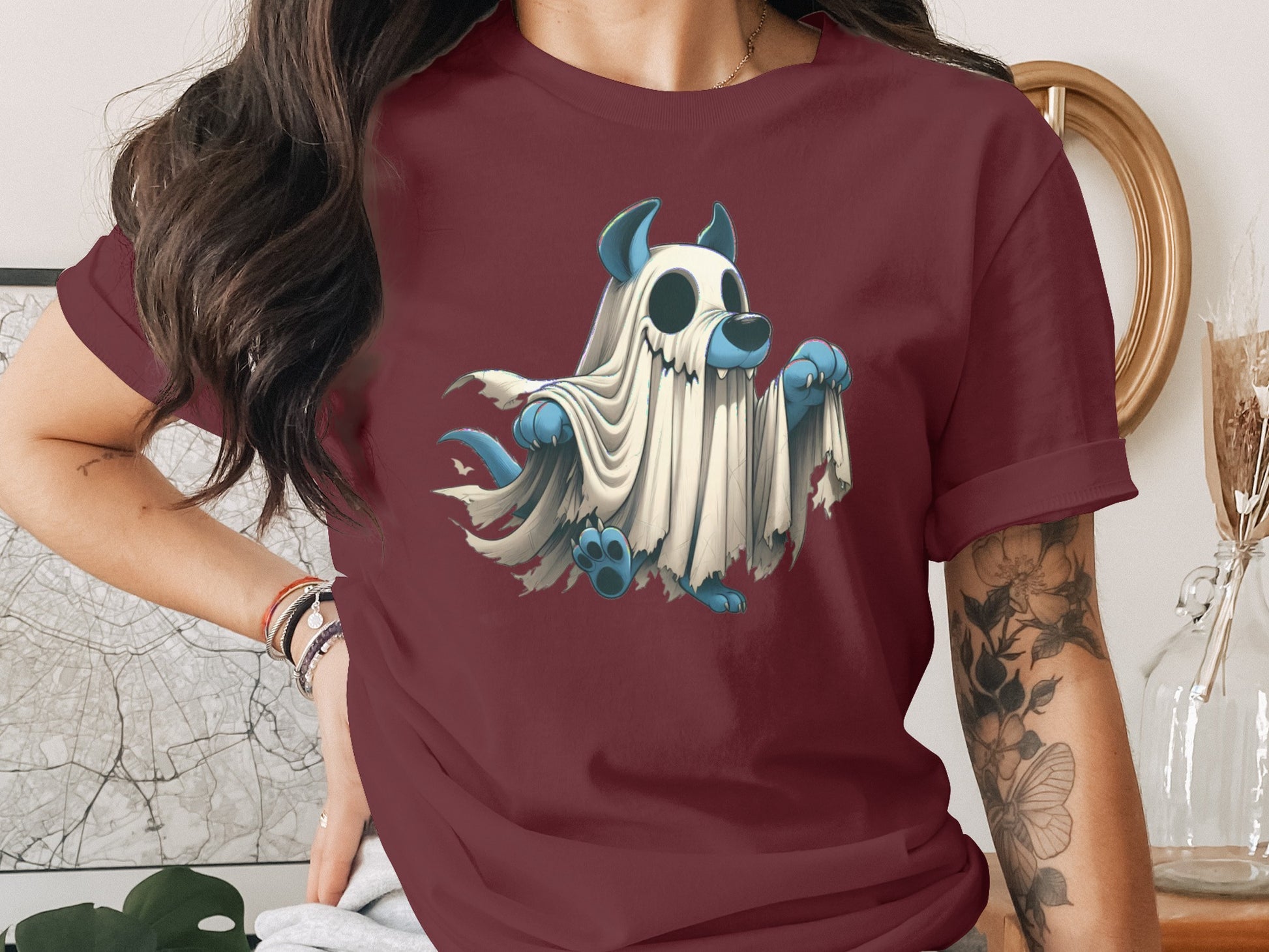 Playful Dog in Ghost Costume Halloween T-shirt product
